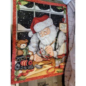 December 24th Santa toy making bear Mistletoe xmas banner flag decor